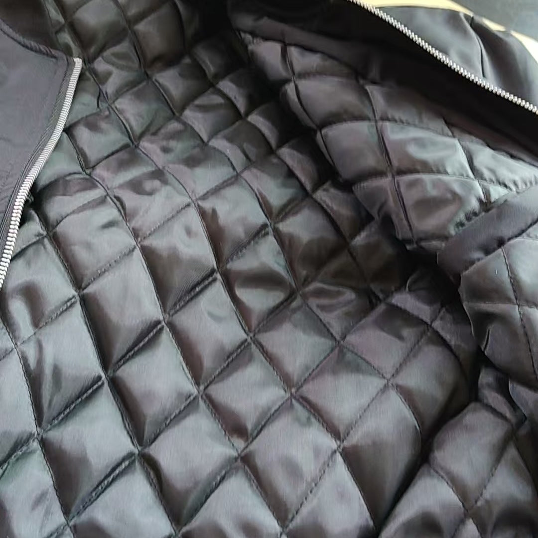 Men's Boxy Bomber Jacket with Quilted Thermal Lining, Arm Pocket & Concealed Zipper Mune Fashion
