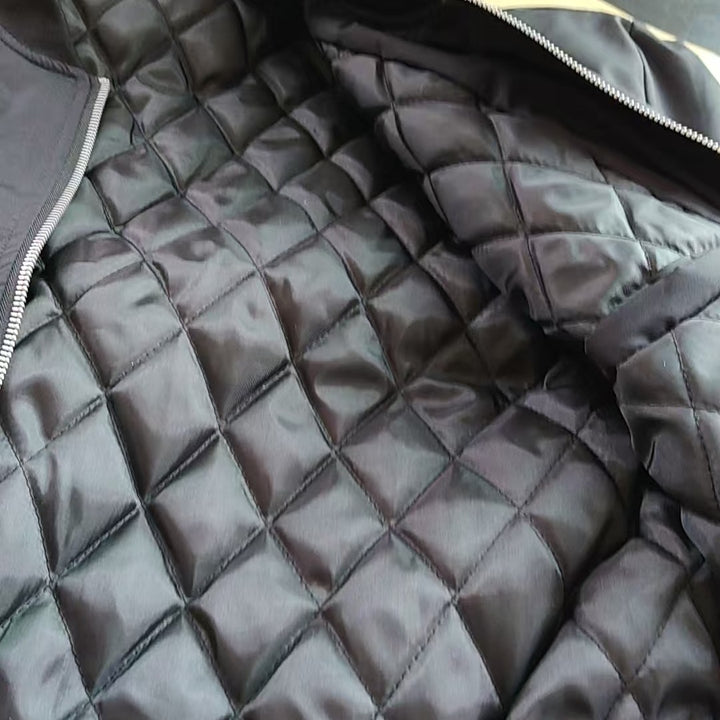 Men's Boxy Bomber Jacket with Quilted Thermal Lining, Arm Pocket & Concealed Zipper Mune Fashion