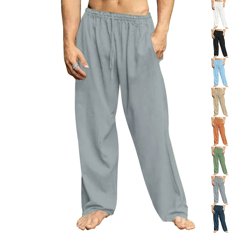 Men's relaxed trousers with wide leg elastic drawstring waistband and side pockets Mune Fashion
