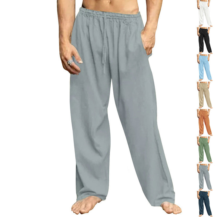 Men's relaxed trousers with wide leg elastic drawstring waistband and side pockets Mune Fashion