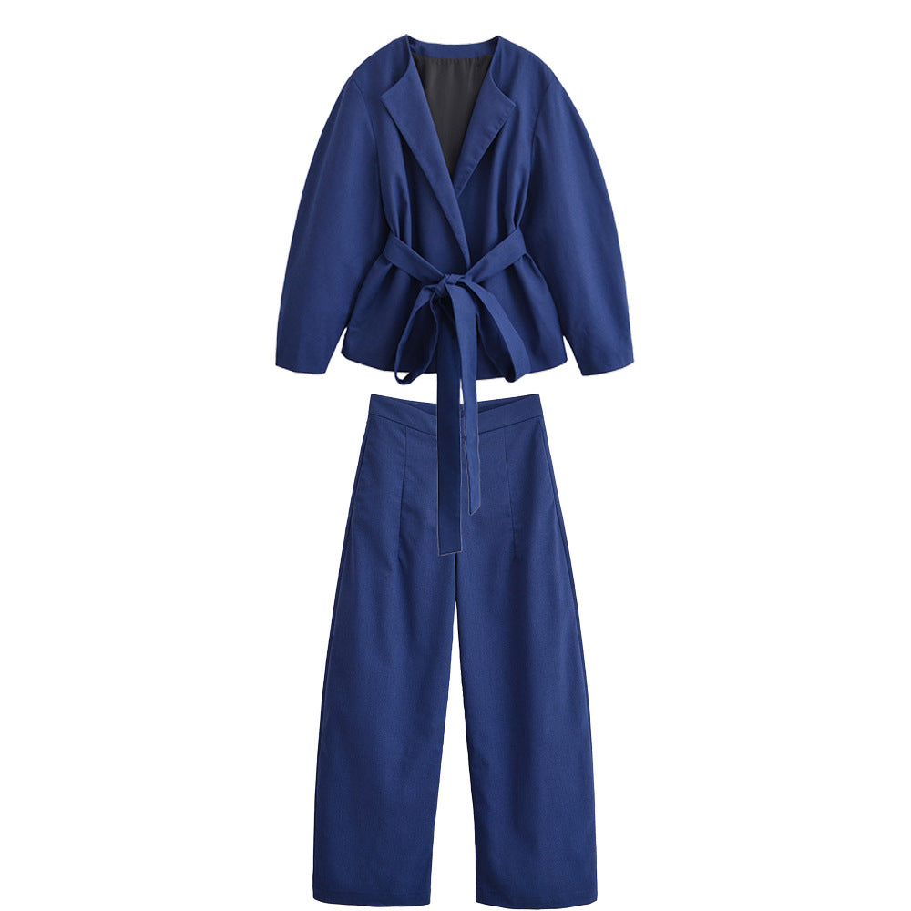 Women's short blazer in kimono style with tie belt and boxy silhouette Mune Fashion