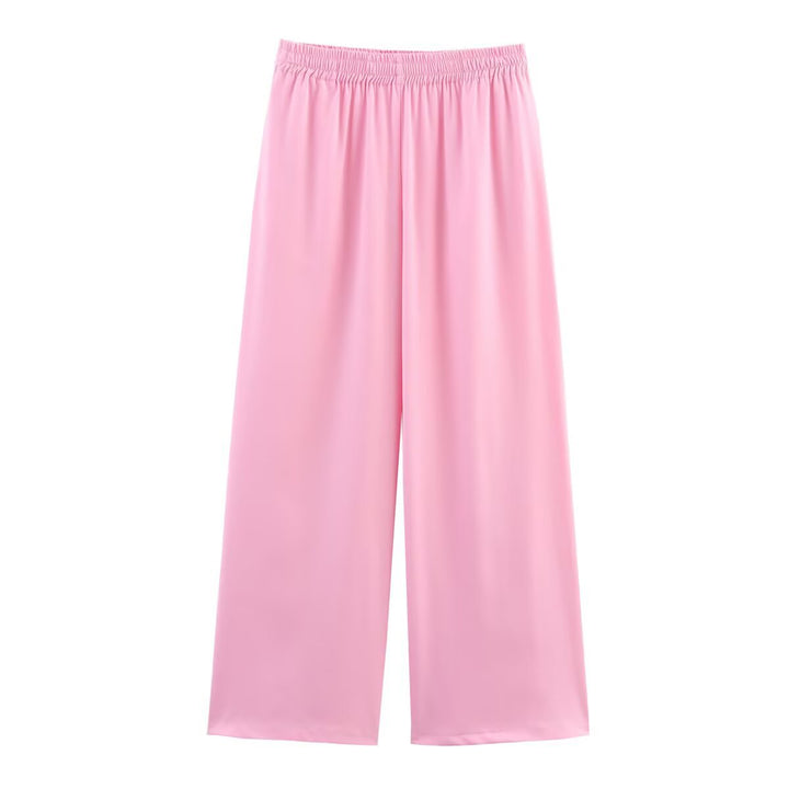 Ladies wide palazzo pants with elastic waistband and flowing leg width Mune Fashion