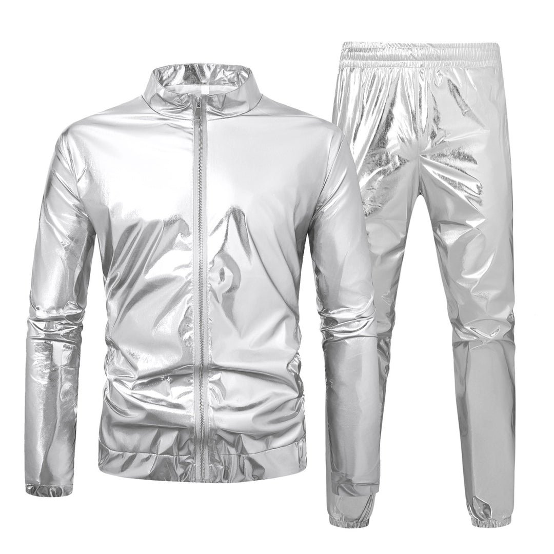 Men's nan bomber jacket with full zip, reflective metallic finish, and elastic cuffs Mune Fashion