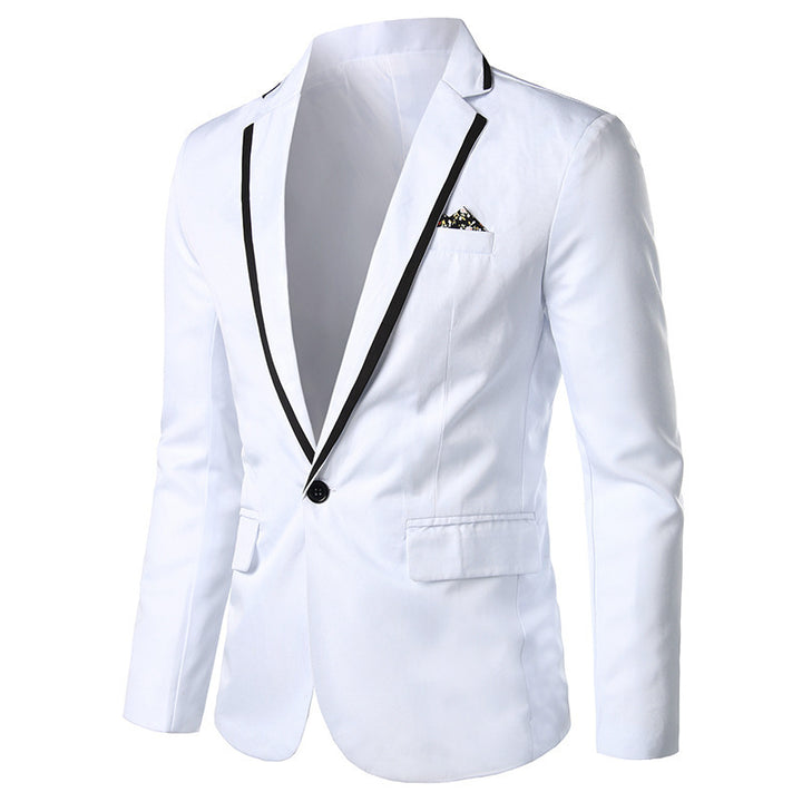 Men's tailored single-breasted blazer with contrasting edge trim Mune Fashion