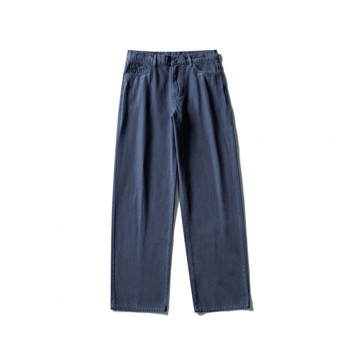 Men Straight Cut Comfort Canvas Pants with High Waist Mune Fashion