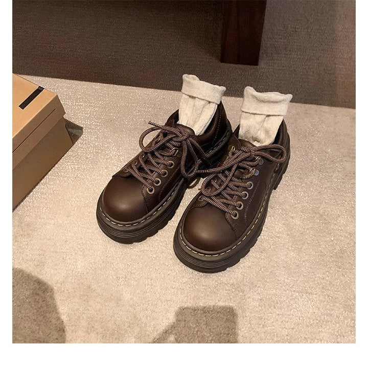 Women's Chunky Lace-Up Shoes with Non-Slip Tread Sole and Stylish Design Mune
