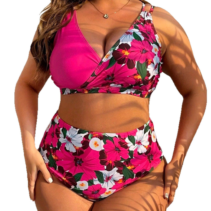 Women's High-Cut Bikini with Wrap Design and Floral Pattern Mune Fashion