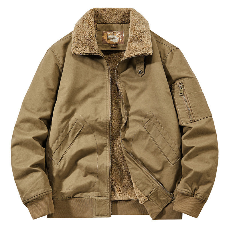 Men's teddy-lined pilot bomber jacket with sherpa lining and arm pocket Mune Fashion