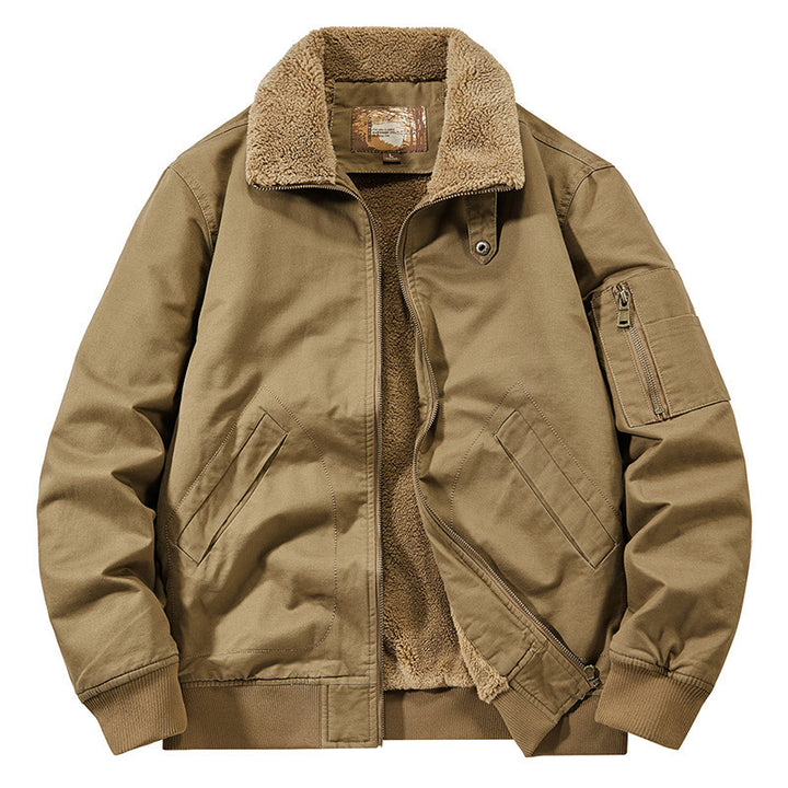 Men's teddy-lined pilot bomber jacket with sherpa lining and arm pocket Mune Fashion