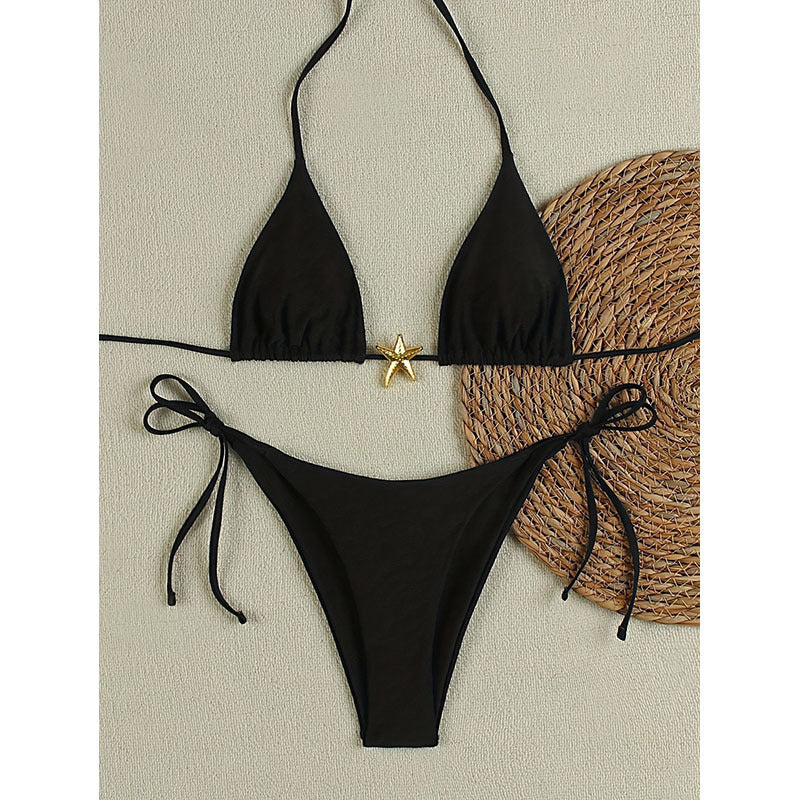 Women's triangle bikini with elegant star applique Mune Fashion