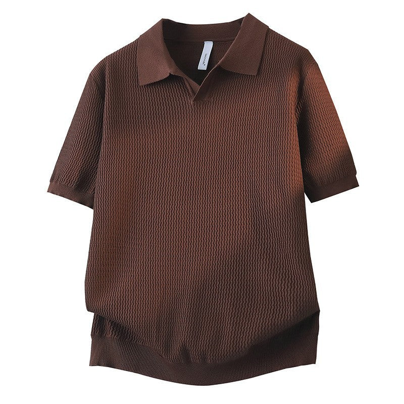 Women Short Sleeve Polo Shirt with Textured Design Mune Fashion