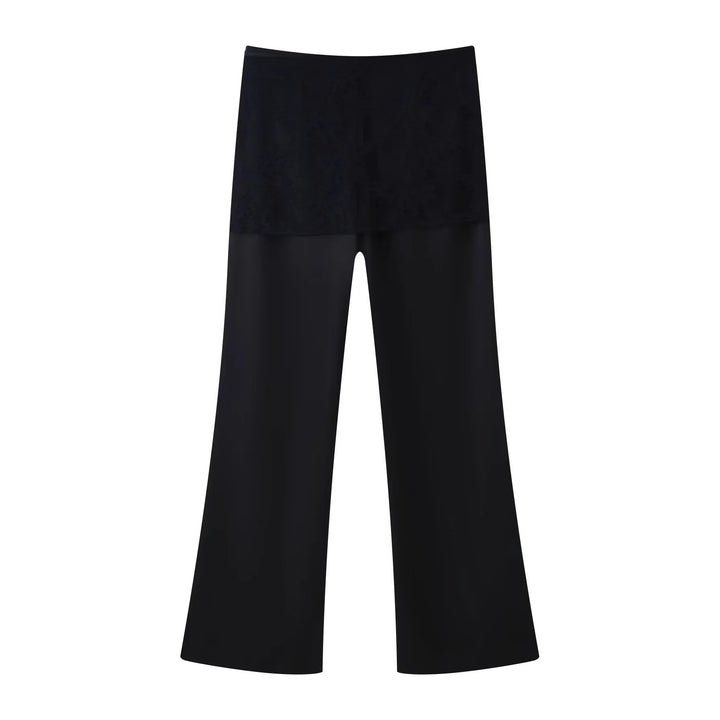 Women's wrap palazzo pants with integrated skirt layer, high waist and wide leg Mune Fashion