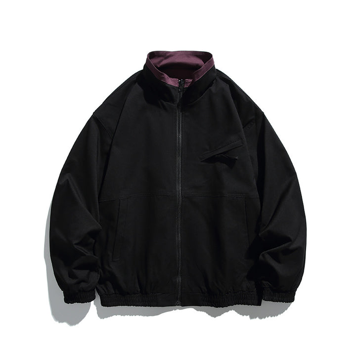Unisex Boxy transitional jacket made of technical cotton blend with stand-up collar, front zipper, and concealed chest flap Mune Fashion