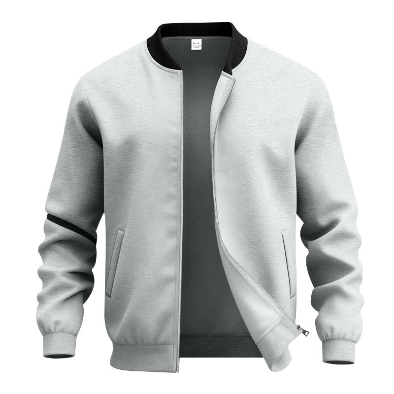 Men's lightweight bomber-style blouson with partially concealed zipper, ribbed cuffs, and side pockets Mune Fashion