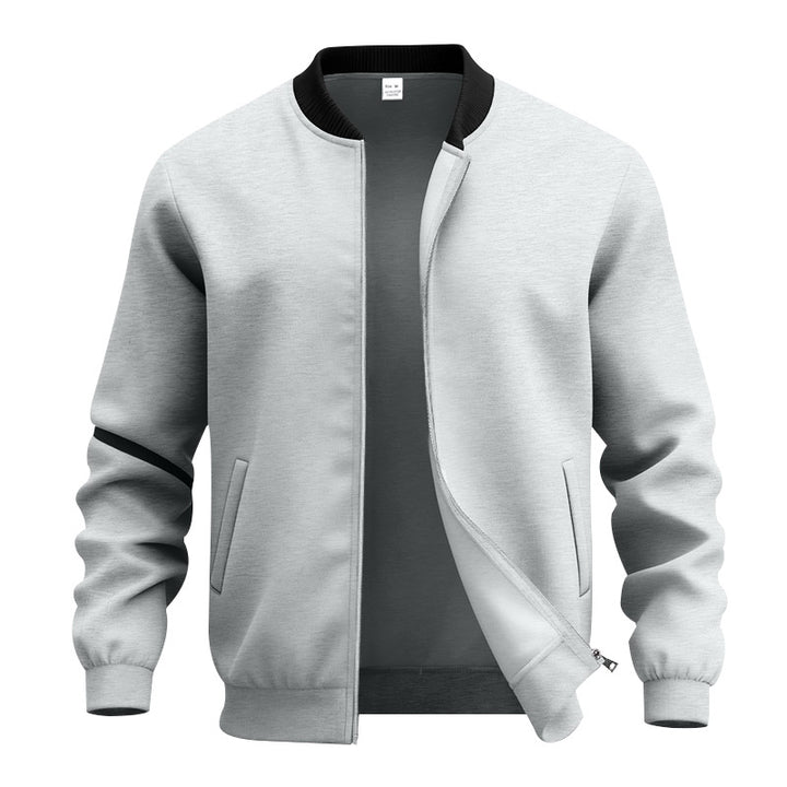 Men's lightweight bomber-style blouson with partially concealed zipper, ribbed cuffs, and side pockets Mune Fashion