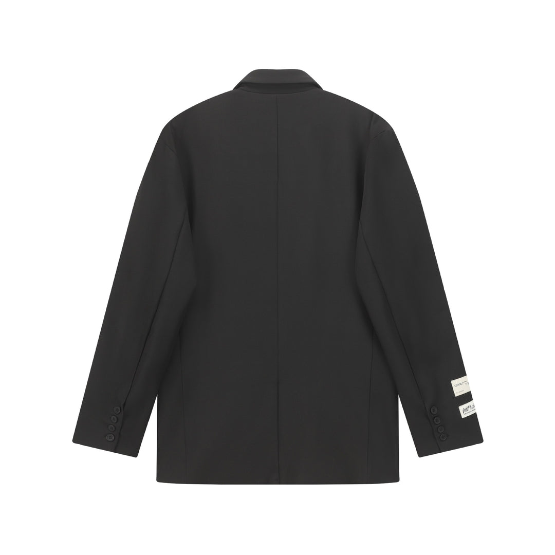 Women Oversized Blazer with Lapel Collar, Two-Button Placket and Flap Pockets Mune Fashion