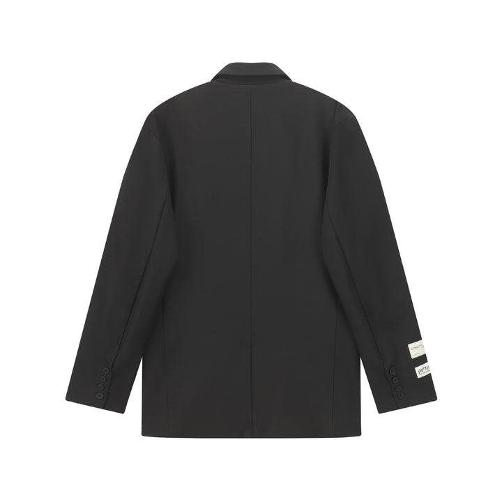Women Oversized Blazer with Lapel Collar, Two-Button Placket and Flap Pockets Mune Fashion