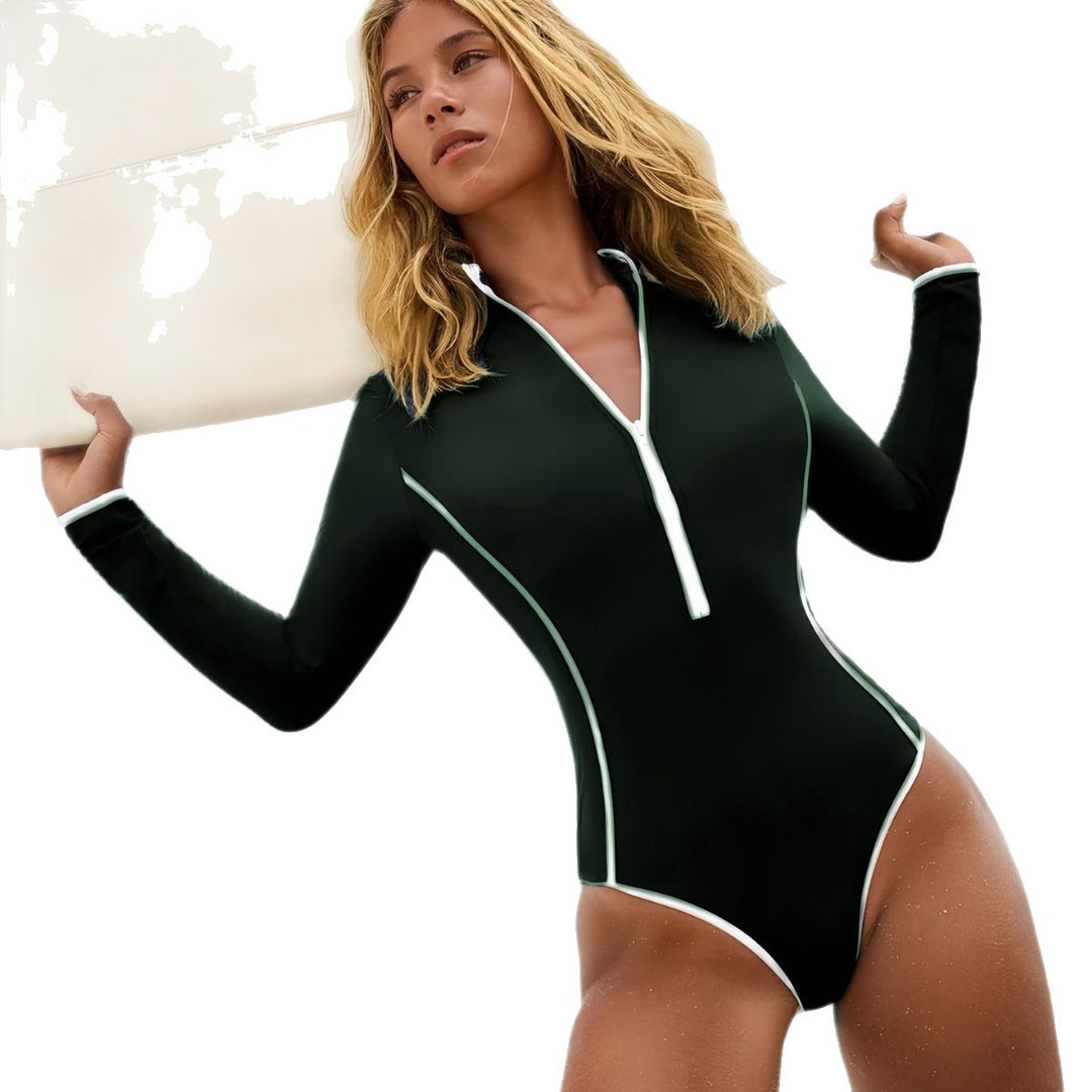 Women's swimsuit with long sleeve and stylish zipper Mune Fashion