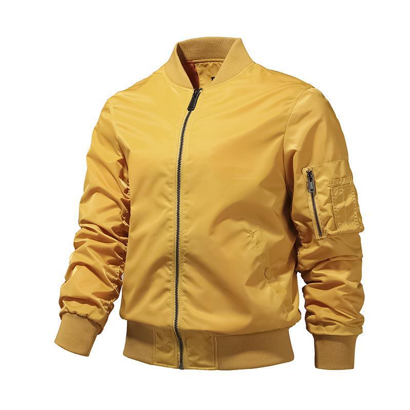 Men's lightweight nylon bomber jacket in aviator utility style with sleeve pocket Mune Fashion