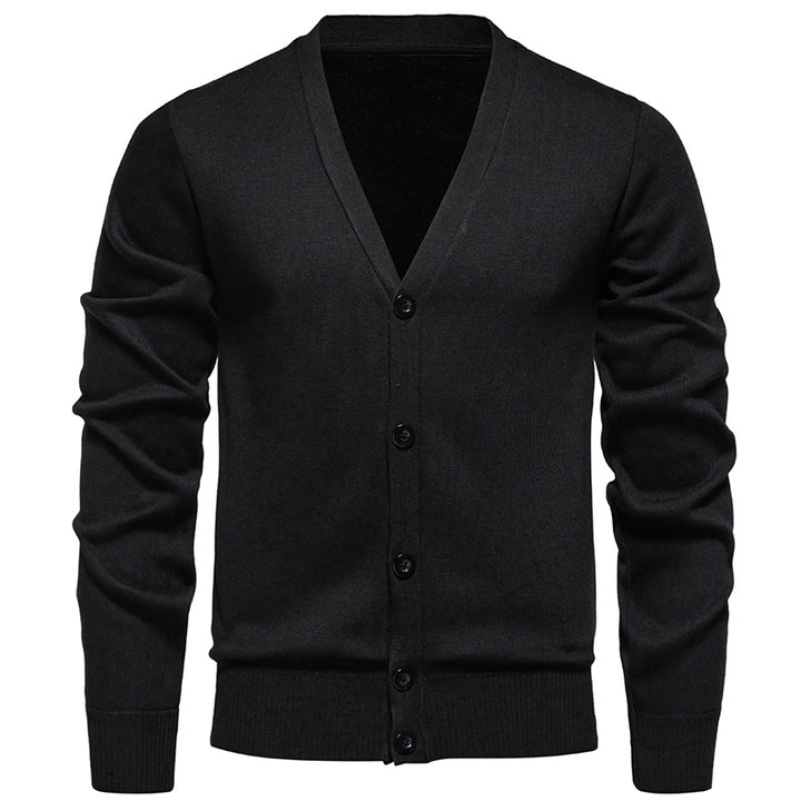 Men's lightweight fine knit cardigan with V-neck, concealed button placket and elastic ribbed cuffs Mune Fashion