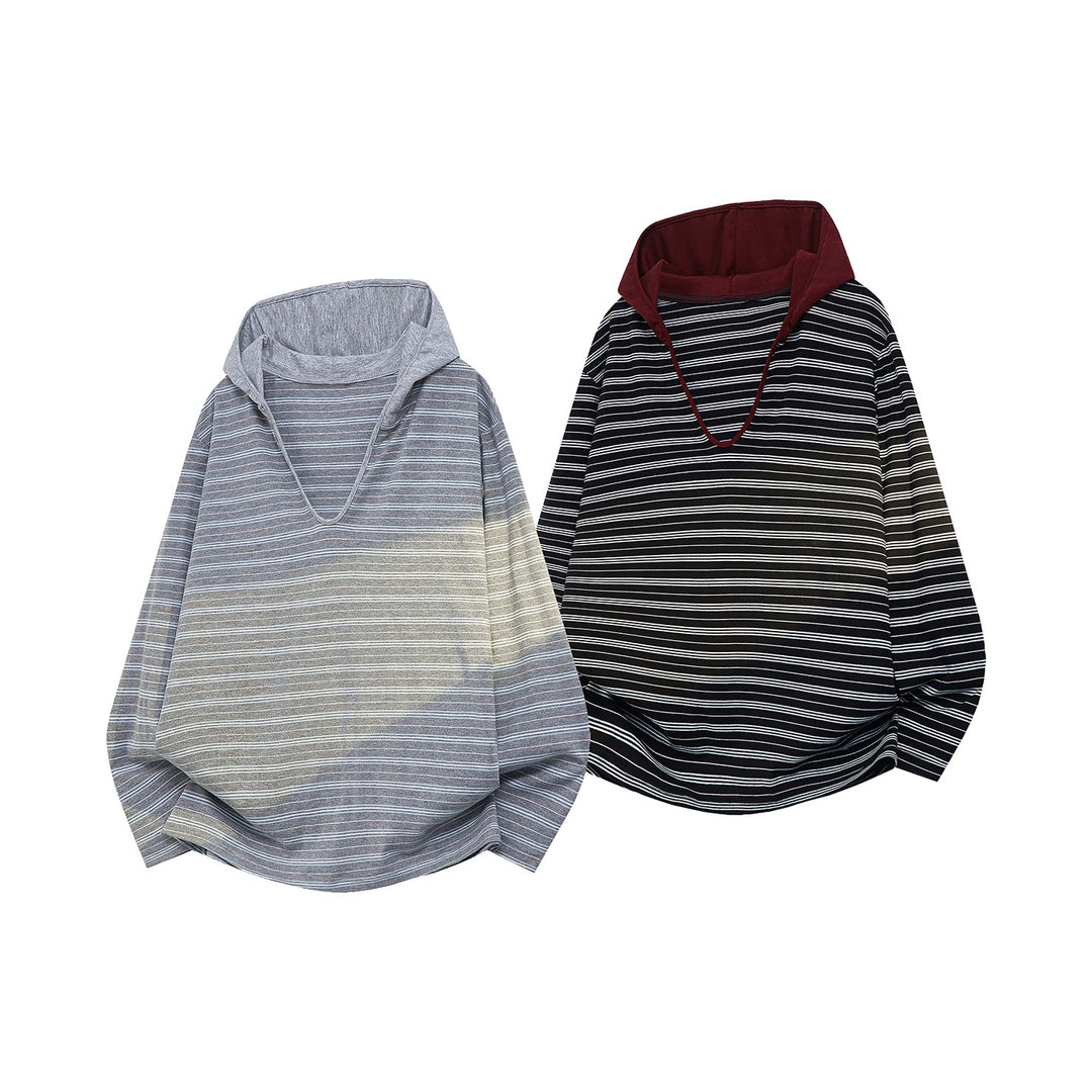 Unisex Oversize Hoodie with deep V-neck and fine striped pattern Mune Fashion