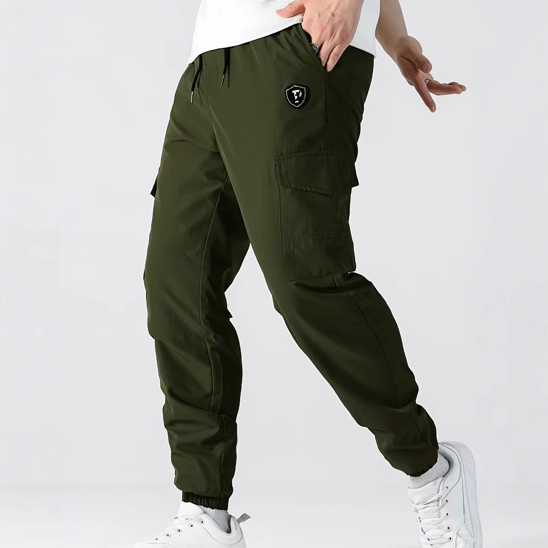 Men's utility cargo jogger pants with drawstring, elastic waistband & flap pockets Mune Fashion