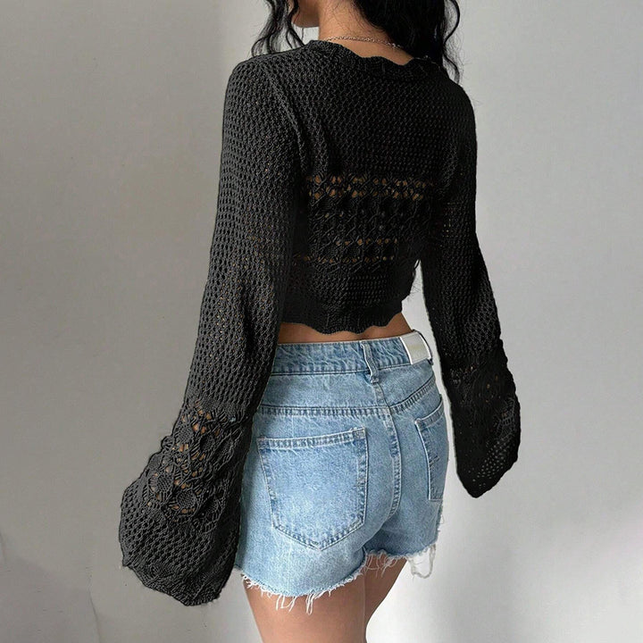 Women's crochet jacket with wide arm sleeves