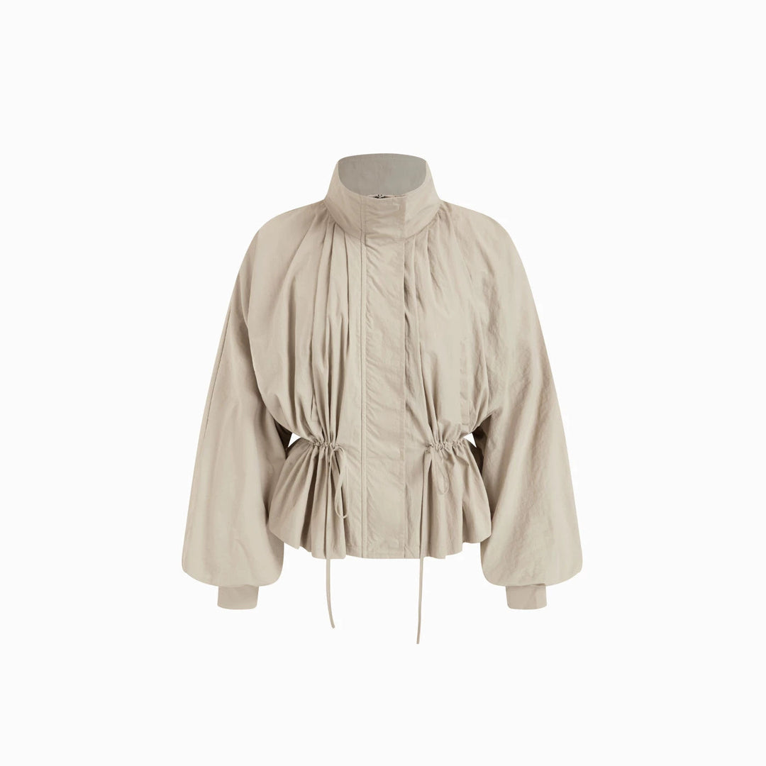 Ladies Tailored Transition Jacket with Drawstring, Stand-up Collar and Balloon Sleeves Drune
