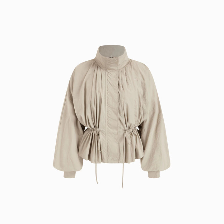 Ladies Tailored Transition Jacket with Drawstring, Stand-up Collar and Balloon Sleeves Drune