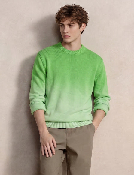Men's fine knit sweater with dip-dye effect and round neckline Mune Fashion