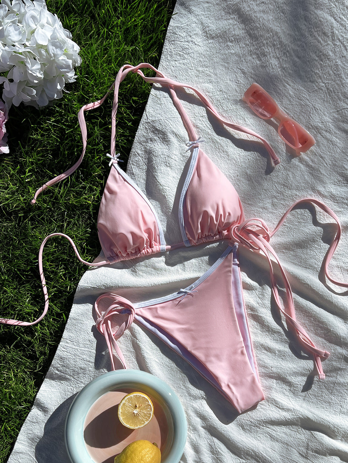 Ladies Triangle Bikini with playful tie straps Mune Fashion