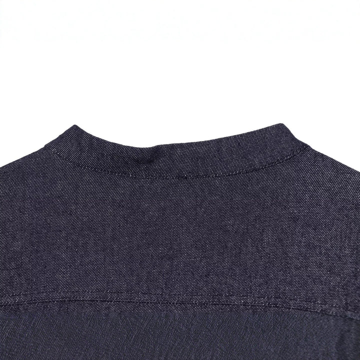 Women's Cropped Jeans Jacket in China Style with Mandarin Collars and Knot Closures Mune Fashion
