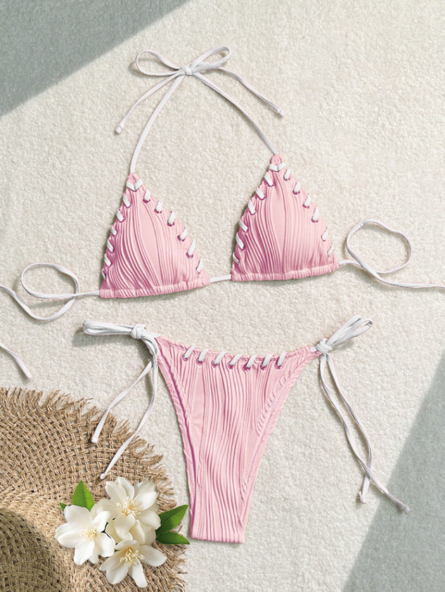 Women's triangle bikini with contrasting lacing details Mune Fashion