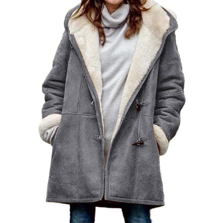 Women's teddy-lined duffle coat with hood, faux fur interior lining and toggle closures Mune Fashion