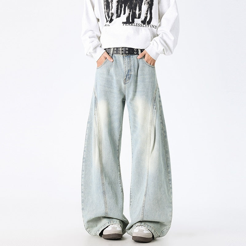 Unisex Extra-wide Baggy Jeans with deep crotch, prominent dividing seams and Palazzo silhouette Mune Fashion