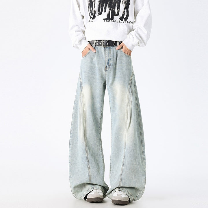 Unisex Extra-wide Baggy Jeans with deep crotch, prominent dividing seams and Palazzo silhouette Mune Fashion