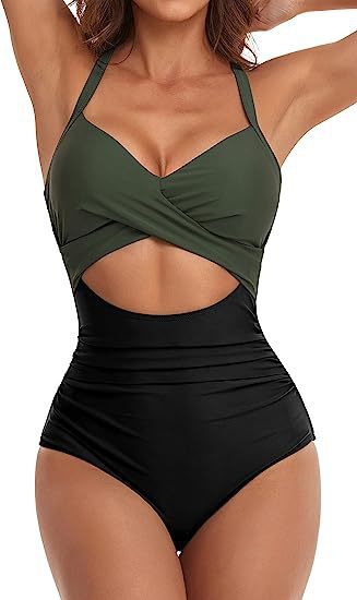 Women's One-Piece Swimsuit with Elegant Wrap Cut Mune Fashion