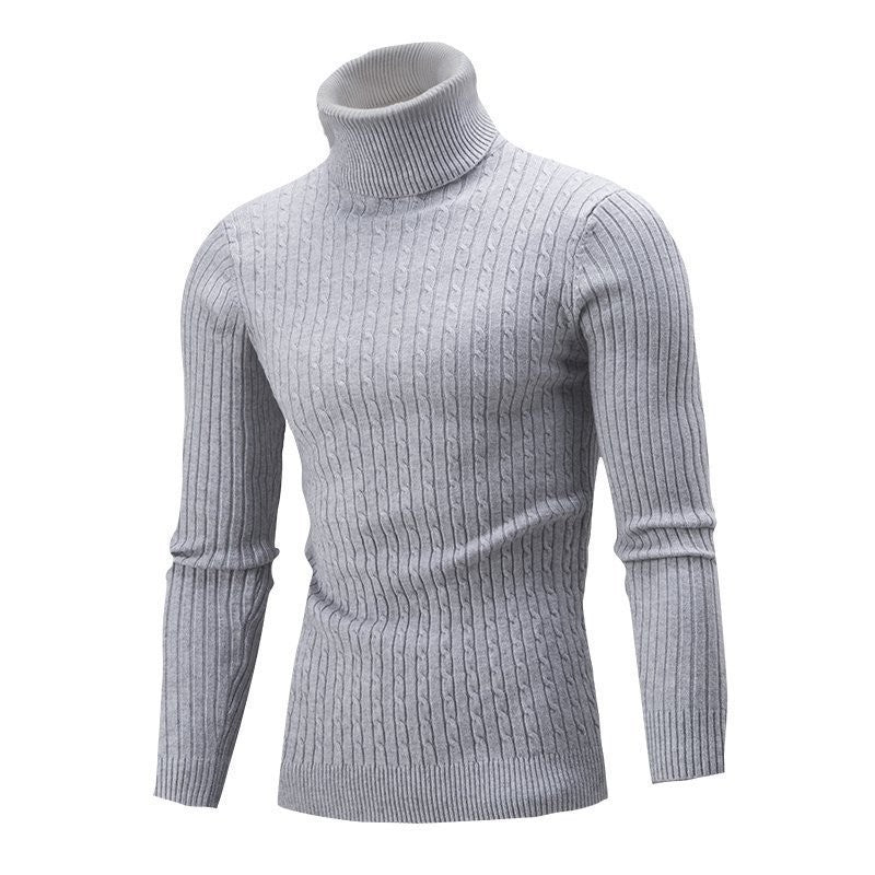 Men's Tailored Thermal Roll Neck Sweater with Cable and Rib Knit Structure Mune Fashion