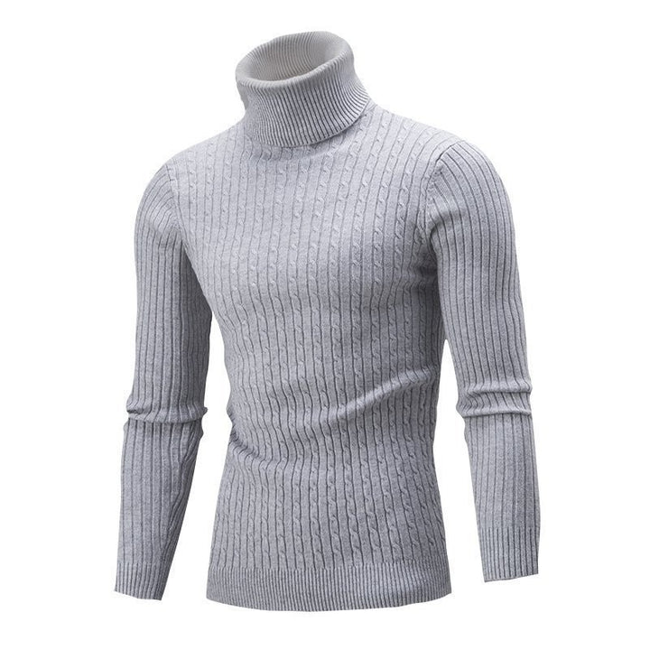 Men's Tailored Thermal Roll Neck Sweater with Cable and Rib Knit Structure Mune Fashion