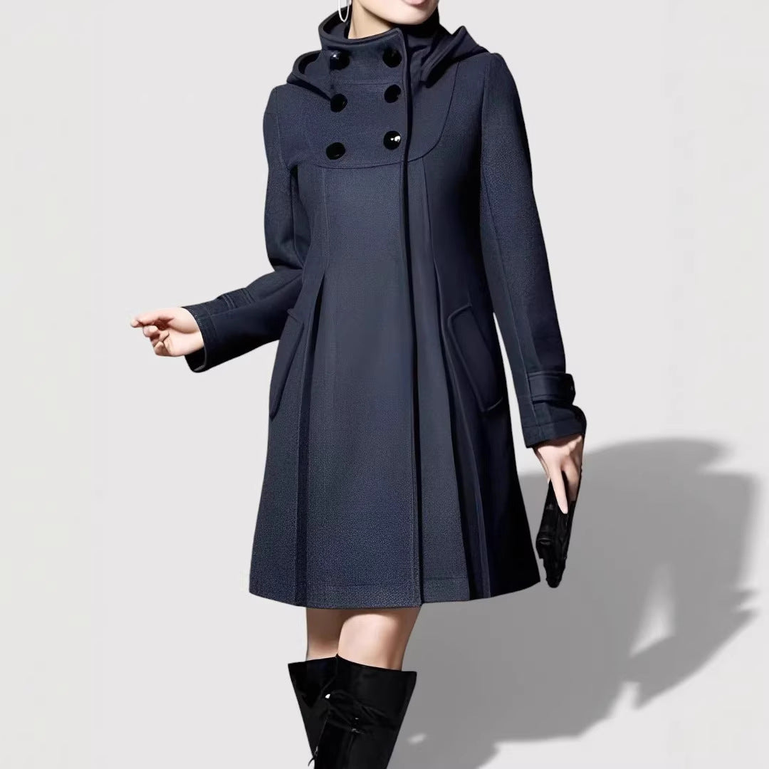 Women's Fashion Transitional Jacket with Hood and Button Details