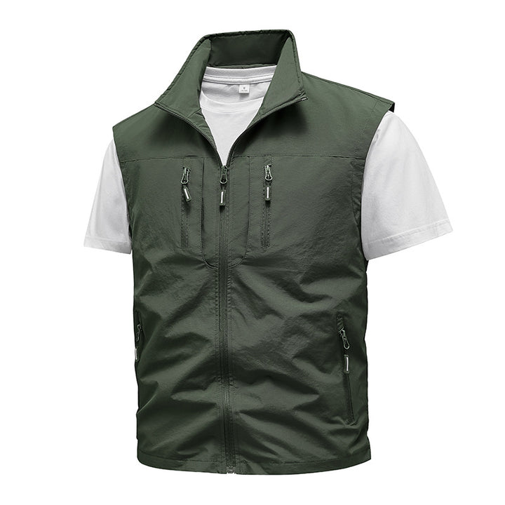 Men's functional zip vest with multiple zip pockets and high stand-up collar Mune Fashion