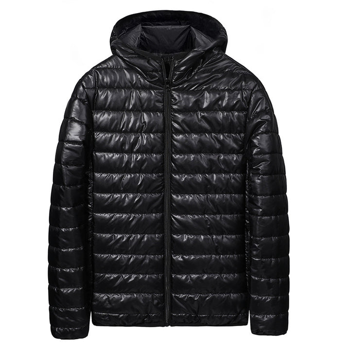 Men's ultralight quilted hoodie with horizontal chamber cut quilting and full zip Mune Fashion