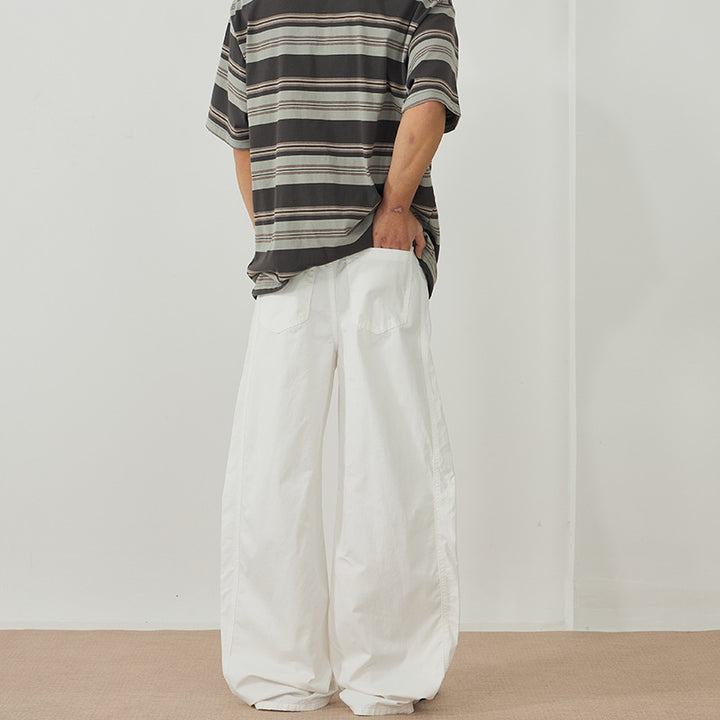 Men's Extra Wide Baggy Pants made of lightweight cotton twill with drawstring hem and seams Mune Fashion