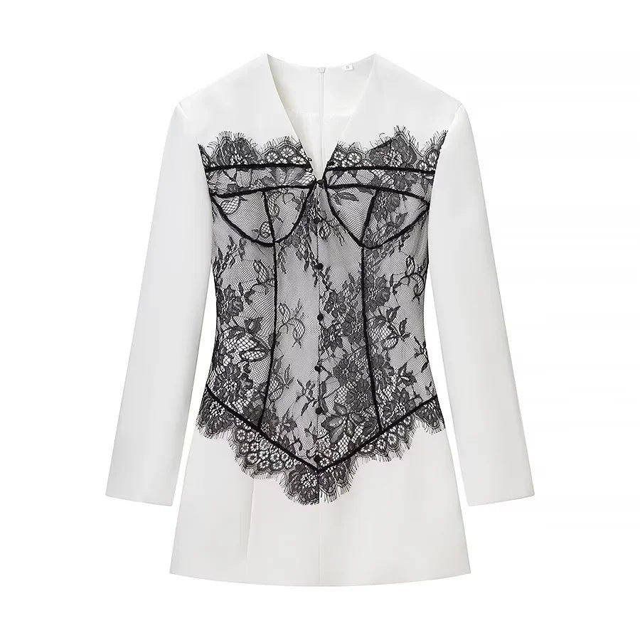 Women's blazer with integrated lace corset and fitted silhouette Mune Fashion