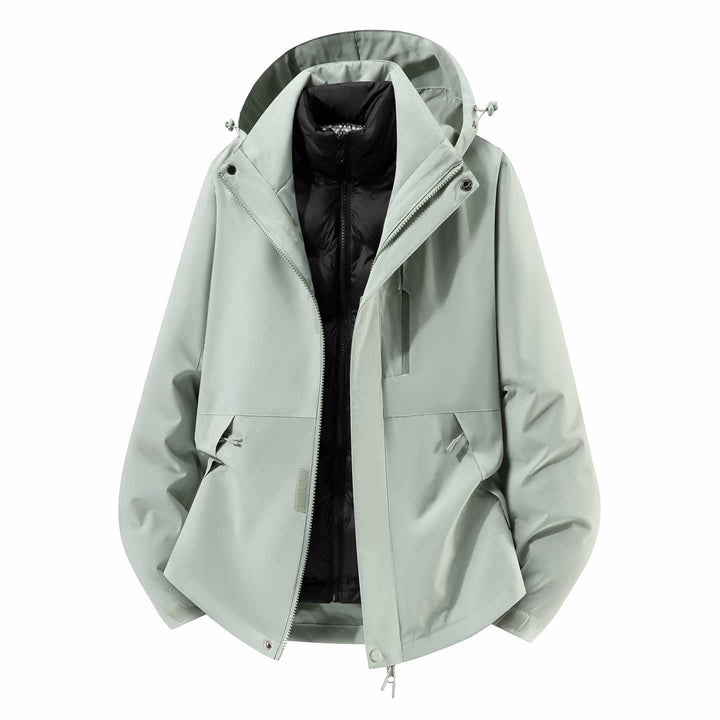 Men's Waterproof Three-Piece Winter Jacket with Removable Down Inner Jacket and Hood Mune Fashion