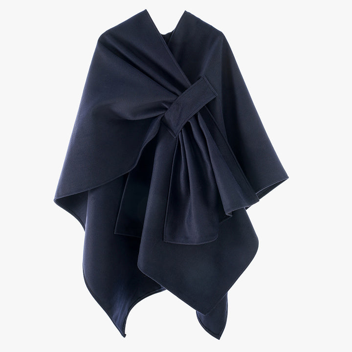 Women's multifunctional cape overlay made of wool blend with draped knot detail Mune Fashion