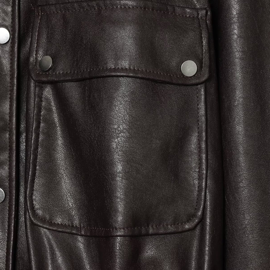 Women’s cropped jacket in oversized look made of faux leather with drawstring waist Mune Fashion