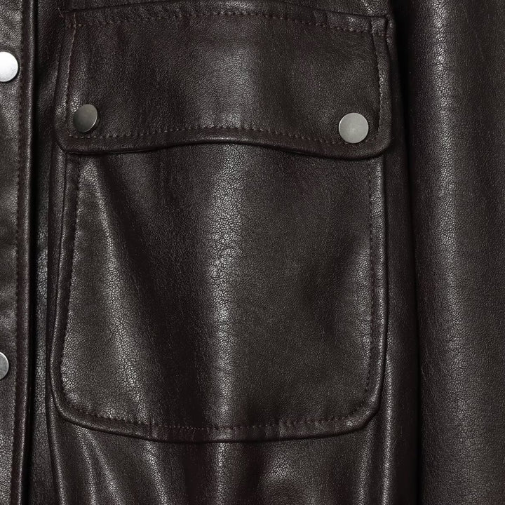 Women’s cropped jacket in oversized look made of faux leather with drawstring waist Mune Fashion