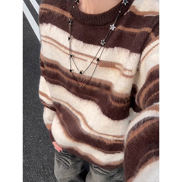 Men's Fashionable Knit Sweater with Stripes Mune Fashion