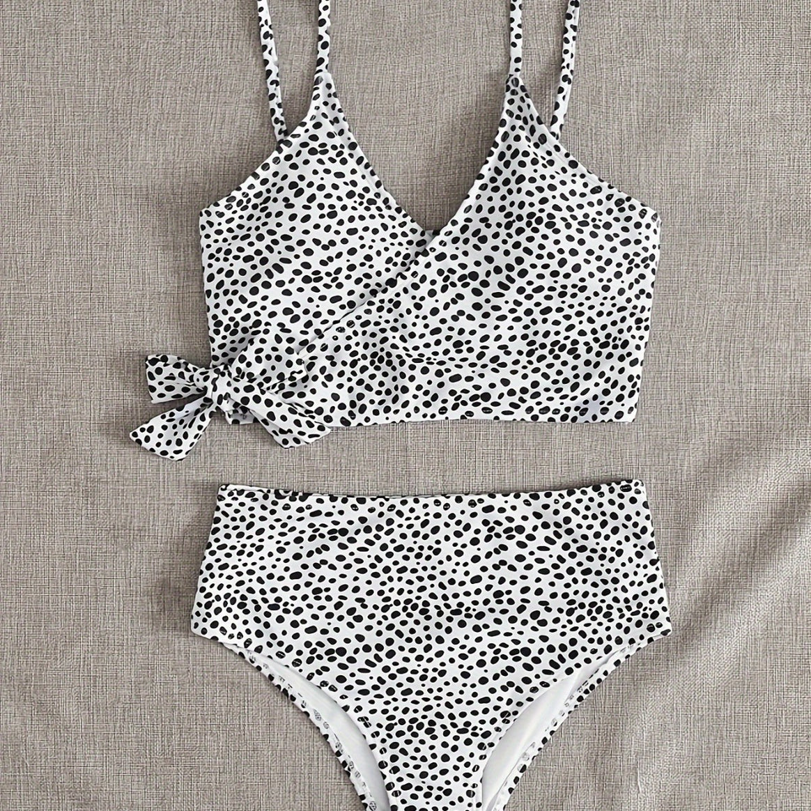 Women’s High-Waisted Wrap Bikini Set with Elegant Polka Dots Mune Fashion